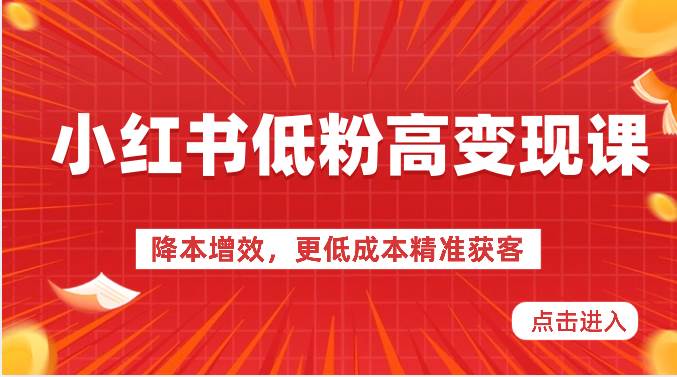 小红书低粉高变现课-降本增效，更低成本精准获客，小红书必爆的流量密码-千寻创业网