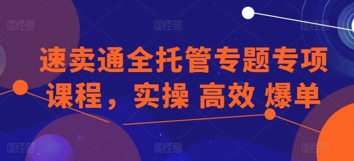 速卖通全托管专题专项课程，实操 高效 爆单-千寻创业网