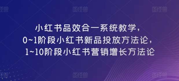 小红书品效合一系统教学，​0~1阶段小红书新品投放方法论，​1~10阶段小红书营销增长方法论-千寻创业网