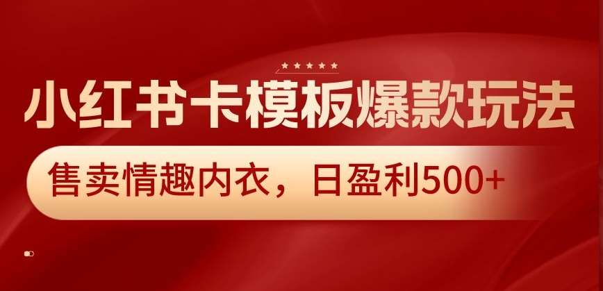 小红书卡模板爆款玩法，售卖情趣内衣，日盈利500+【揭秘】-千寻创业网
