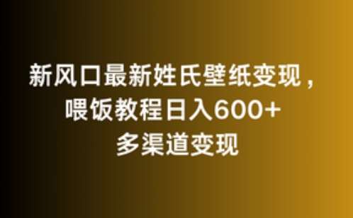新风口最新姓氏壁纸变现，喂饭教程日入600+【揭秘】-千寻创业网