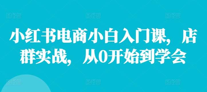 小红书电商小白入门课，店群实战，从0开始到学会-千寻创业网