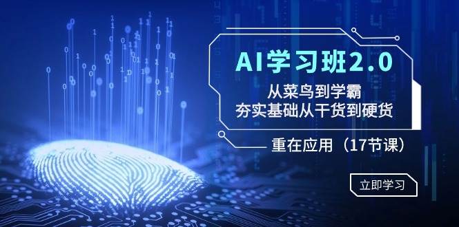 AI学习班2.0：从菜鸟到学霸，夯实基础从干货到硬货，重在应用（17节课）-千寻创业网