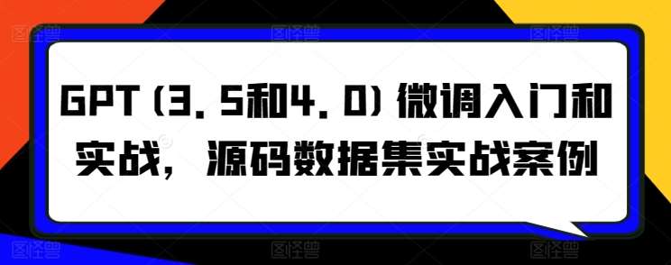 GPT(3.5和4.0)微调入门和实战，源码数据集实战案例-千寻创业网