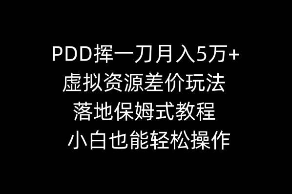 （8849期）PDD挥一刀月入5万+，虚拟资源差价玩法，落地保姆式教程，小白也能轻松操作-千寻创业网