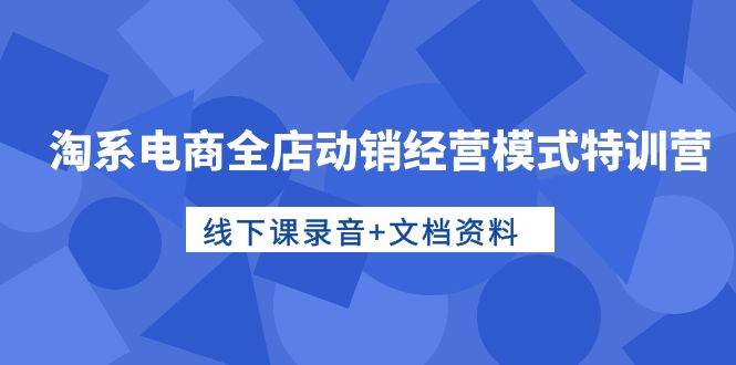 （10192期）淘系电商全店动销经营模式特训营，线下课录音+文档资料-千寻创业网