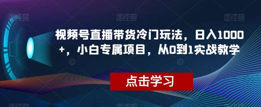 视频号直播带货冷门玩法，日入1000+，小白专属项目，从0到1实战教学【揭秘】-千寻创业网