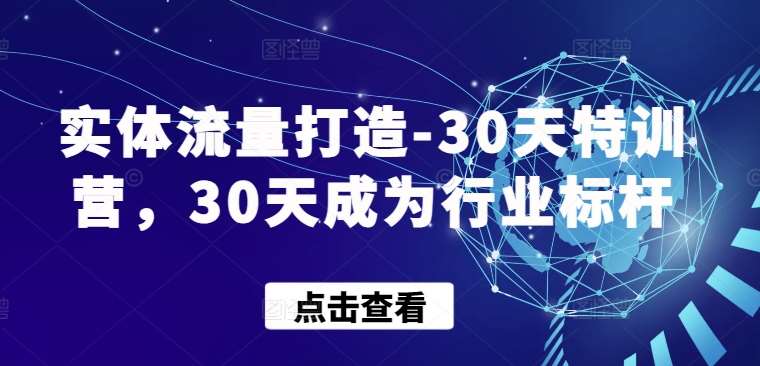 实体流量打造-30天特训营，30天成为行业标杆-千寻创业网