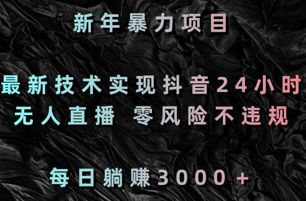 新年暴力项目，最新技术实现抖音24小时无人直播，零风险不违规，每日躺赚3000＋【揭秘】-千寻创业网
