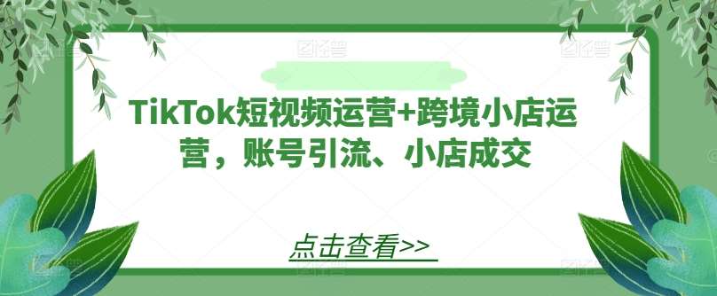 TikTok短视频运营+跨境小店运营，账号引流、小店成交-千寻创业网