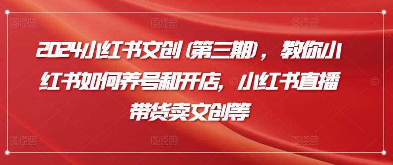 2024小红书文创(第三期)，教你小红书如何养号和开店，小红书直播带货卖文创等-千寻创业网