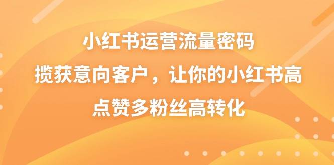 小红书运营流量密码，揽获意向客户，让你的小红书高点赞多粉丝高转化-千寻创业网