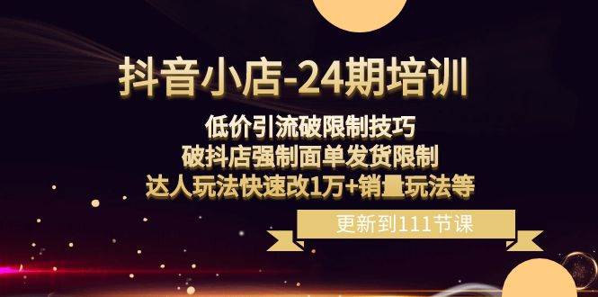 （8394期）抖音小店-24期：低价引流破限制技巧，破抖店强制面单发货限制，达人玩法…-千寻创业网