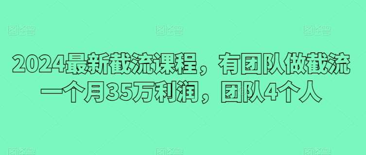 2024最新截流课程，有团队做截流一个月35万利润，团队4个人-千寻创业网