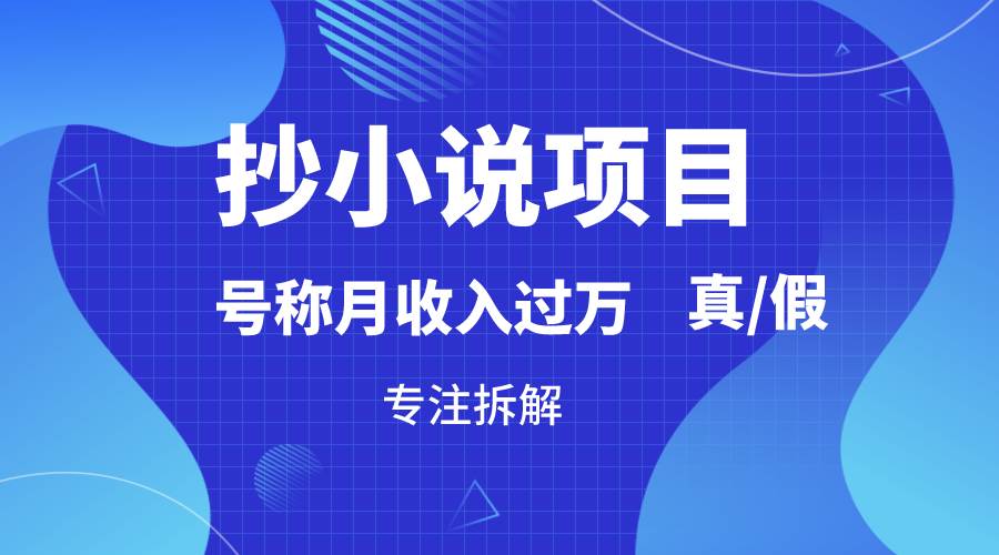 抄小说项目，号称月入过万，到底是否真实，能不能做，详细拆解-千寻创业网