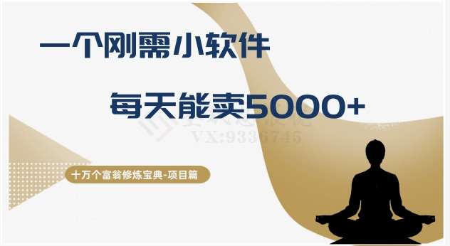 十万个富翁修炼宝典之17.一个刚需小软件，每天能卖5000+-千寻创业网