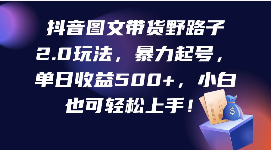 （9790期）抖音图文带货野路子2.0玩法，暴力起号，单日收益500+，小白也可轻松上手！-千寻创业网