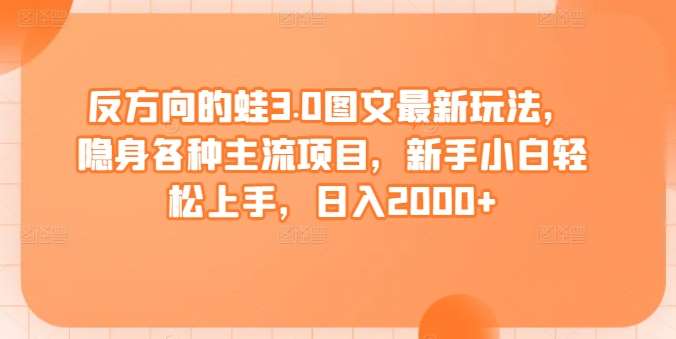 反方向的蛙3.0图文最新玩法，隐身各种主流项目，新手小白轻松上手，日入2000+【揭秘】-千寻创业网