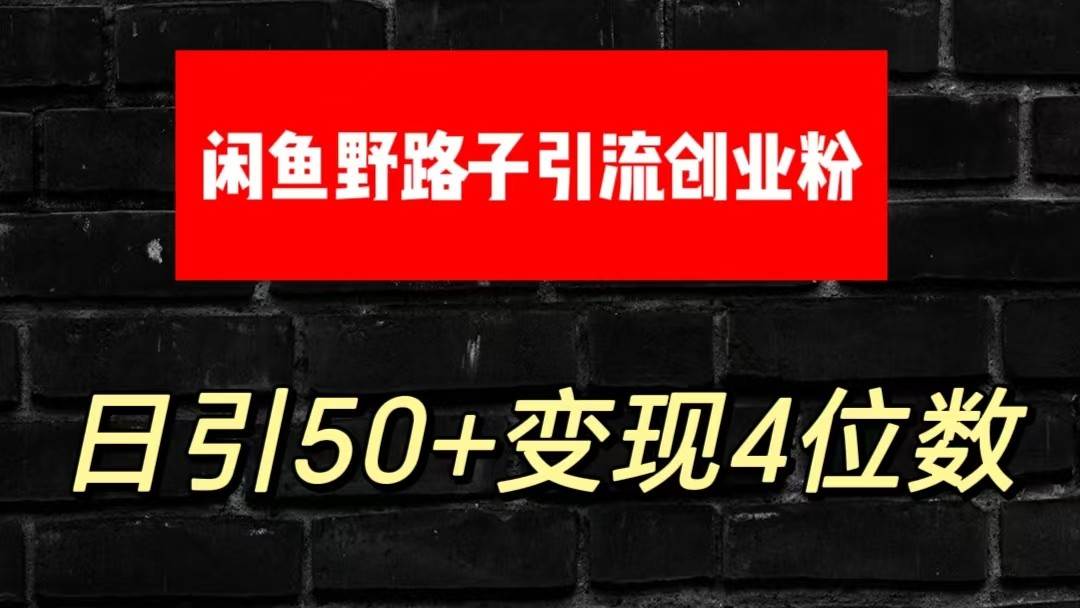 大眼闲鱼野路子引流创业粉，日引50+单日变现四位数-千寻创业网
