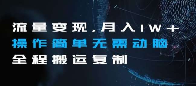 流量变现，月入1W+操作简单无需动脑全程搬运复制【揭秘】-千寻创业网
