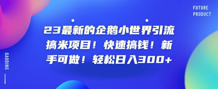 23最新的企鹅小世界引流搞米项目！快速搞钱！新手可做！轻松日入300+【揭秘】-千寻创业网