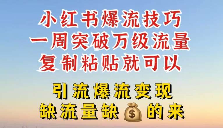 小红书爆流技巧，一周突破万级流量，复制粘贴就可以，引流爆流变现【揭秘】-千寻创业网