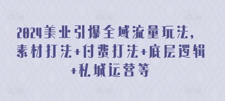 2024美业引爆全域流量玩法，素材打法 付费打法 底层逻辑 私城运营等-千寻创业网