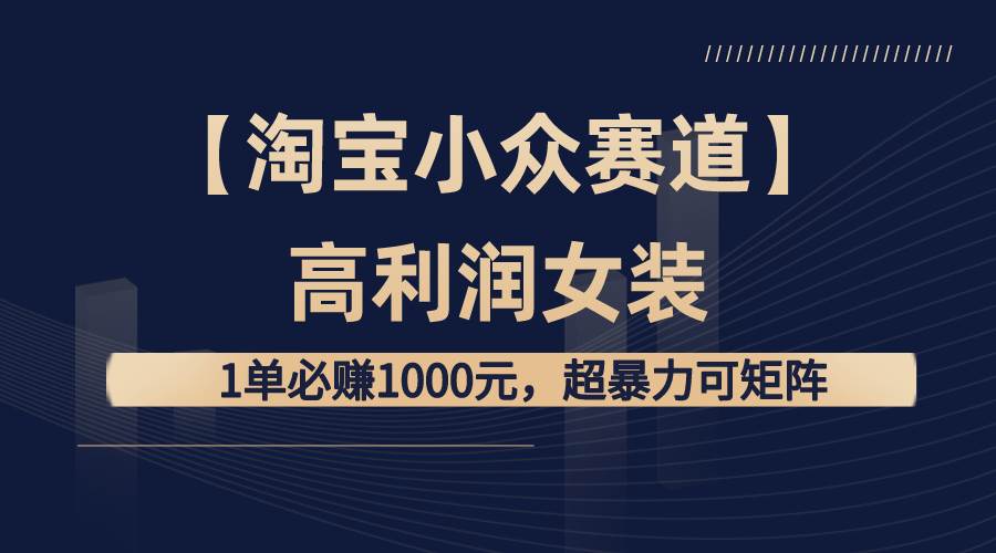 （8608期）【淘宝小众赛道】高利润女装：1单必赚1000元，超暴力可矩阵-千寻创业网
