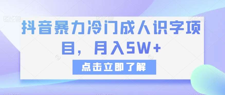 抖音暴力冷门成人识字项目，月入5W+【揭秘】-千寻创业网