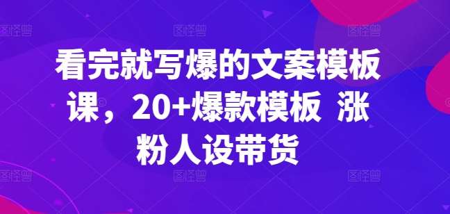 看完就写爆的文案模板课，20+爆款模板  涨粉人设带货-千寻创业网