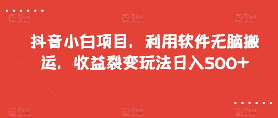 抖音小白项目，利用软件无脑搬运，收益裂变玩法日入500+【揭秘】-千寻创业网