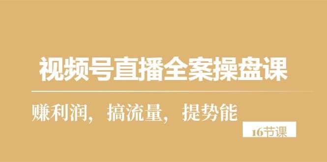（10207期）视频号直播全案操盘课，赚利润，搞流量，提势能（16节课）-千寻创业网