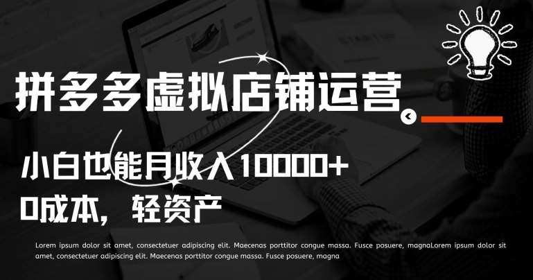 拼多多虚拟店铺运营小白也能月收入10000+【揭秘】-千寻创业网