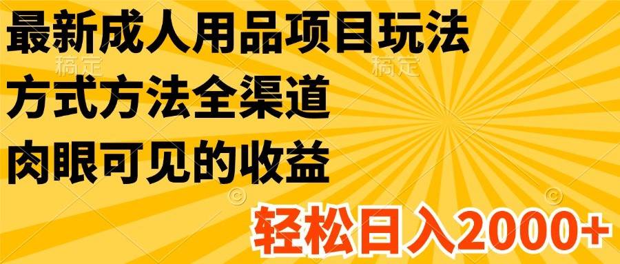 最新成人用品项目玩法，方式方法全渠道，肉眼可见的收益，轻松日入2000+-千寻创业网