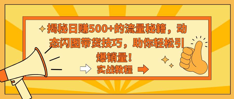 （9058期）揭秘日赚500+的流量秘籍，动态闪图带货技巧，助你轻松引爆销量！-千寻创业网