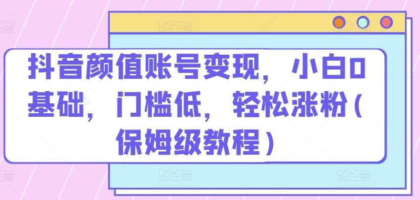 抖音颜值账号变现，小白0基础，门槛低，​轻松涨粉(保姆级教程)【揭秘】-千寻创业网