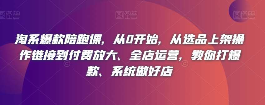 淘系爆款陪跑课，从0开始，从选品上架操作链接到付费放大、全店运营，教你打爆款、系统做好店-千寻创业网