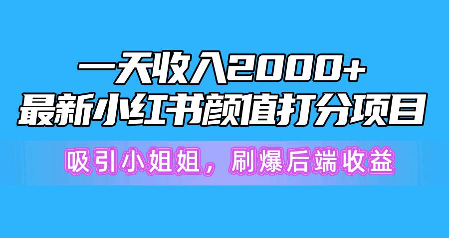 （10187期）一天收入2000+，最新小红书颜值打分项目，吸引小姐姐，刷爆后端收益-千寻创业网