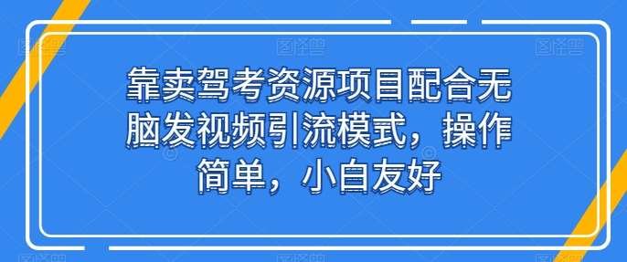 靠卖驾考资源项目配合无脑发视频引流模式，操作简单，小白友好【揭秘】-千寻创业网