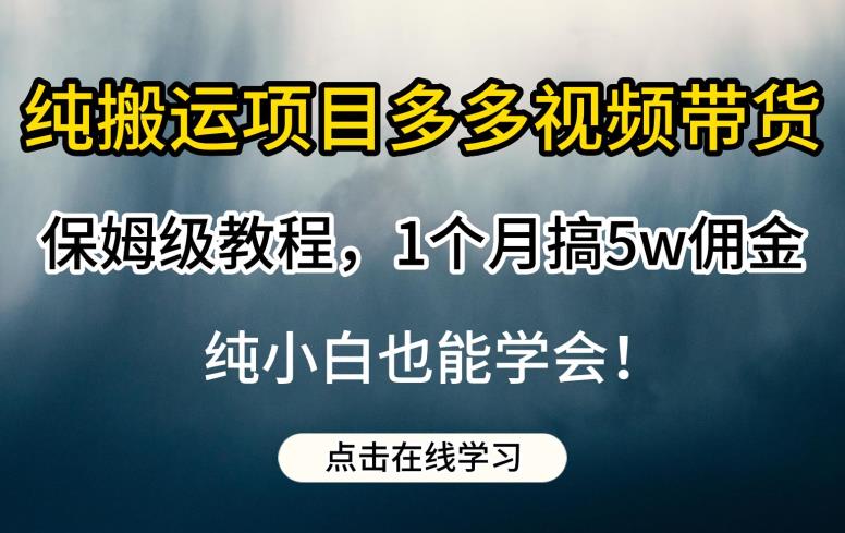 纯搬运项目多多视频带货保姆级教程，1个月搞5w佣金，纯小白也能学会【揭秘】-千寻创业网
