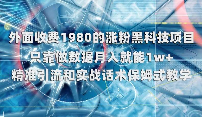 外面收费1980的涨粉黑科技项目，只靠做数据月入就能1w+【揭秘】-千寻创业网