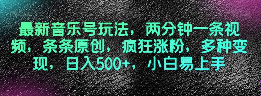 最新音乐号玩法，两分钟一条视频，条条原创，疯狂涨粉，多种变现，日入500+，小白易上手【揭秘】-千寻创业网