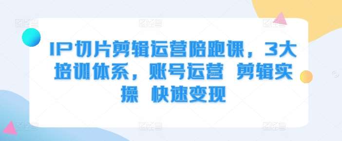 IP切片剪辑运营陪跑课，3大培训体系，账号运营 剪辑实操 快速变现-千寻创业网