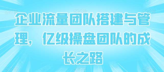 企业流量团队搭建与管理，亿级操盘团队的成长之路-千寻创业网