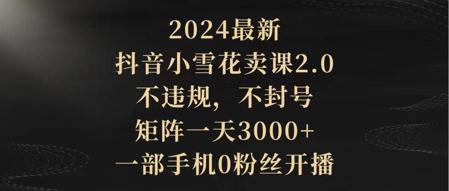 （9639期）2024最新抖音小雪花卖课2.0 不违规 不封号 矩阵一天3000+一部手机0粉丝开播-千寻创业网