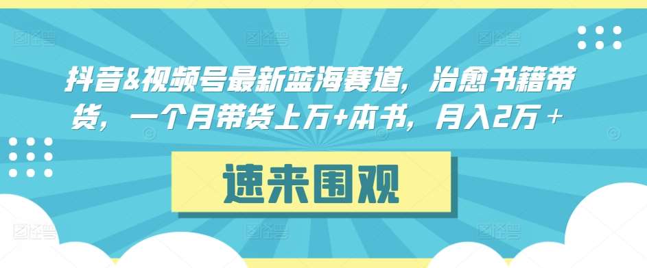 抖音&视频号最新蓝海赛道，治愈书籍带货，一个月带货上万+本书，月入2万＋【揭秘】-千寻创业网