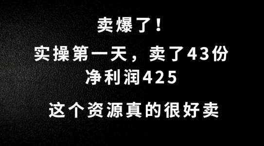 这个资源，需求很大，实操第一天卖了43份，净利润425【揭秘】-千寻创业网