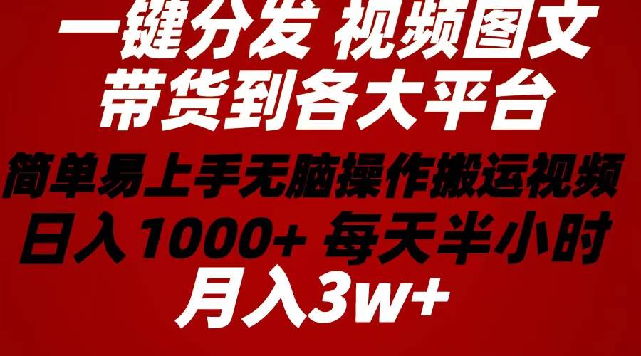 （10667期）2024年 一键分发带货图文视频  简单易上手 无脑赚收益 每天半小时日入1…-千寻创业网