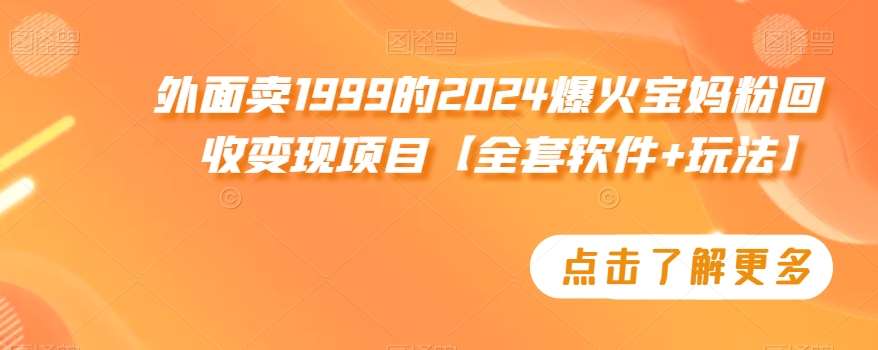 外面卖1999的2024爆火宝妈粉回收变现项目【全套软件+玩法】【揭秘】-千寻创业网