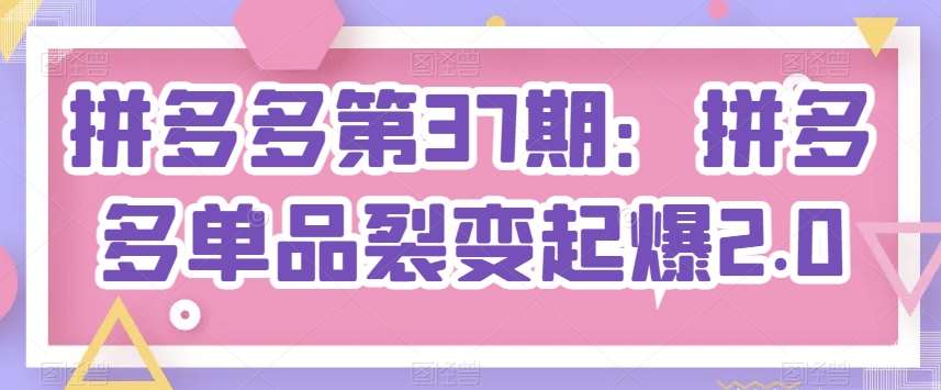 拼多多第37期：拼多多单品裂变起爆2.0-千寻创业网
